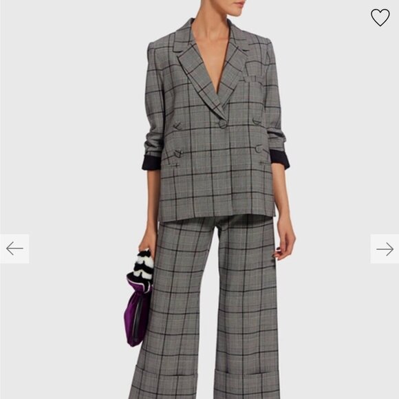 SEA New York Bacall Checked Double Breasted Grey Blazer - Picture 2 of 11